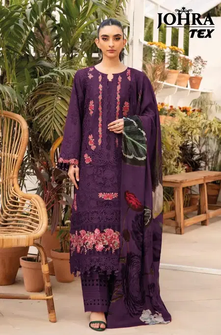 Johra Tex 182 B Cambric Cotton Pakistani Salwar Suits Exporters In India
